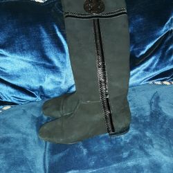 Tory Burch Boots Women Black Suede Leather