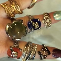 Lot Of 8 Different Unique Rings All In Perfect Condition 
