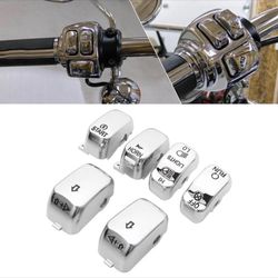 6Pcs Hand Control Switch Caps Button Cover For Harley Sportster Dyna Softail XL