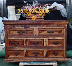 Beautiful rustic hacienda Mexican style solid wood 8/drawer dresser