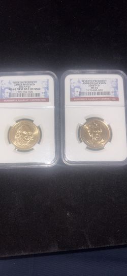 JAMES MADISON. N ANDREW JACKSON COINS 1DOLLAR