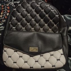 Betsey Johnson Luv Betsey Black And White Leather Back Pack
