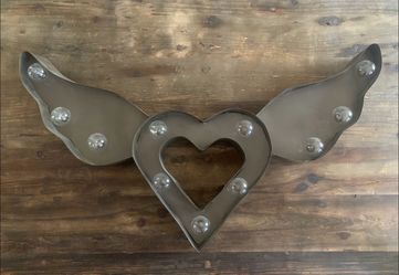 Handmade Winged Heart Metal Light - Made in Austin