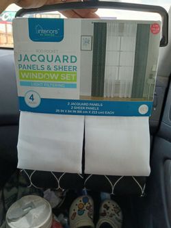 Interiors by Design Jacquard & Sheer Window Set