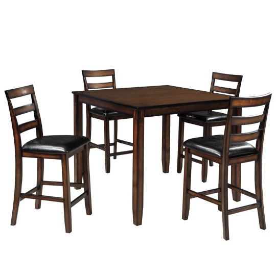Coviar Brown Counter Height Dining Table and Bar Stools (Set of 5)

