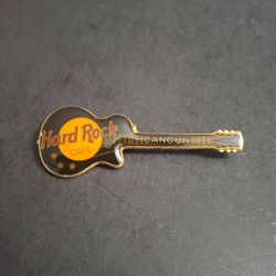 Hard Rock Cafe Cancun Collectible Guitar Pin Made By F.C. Parry In Endland, Classic Gibson Les Paul Design Black & Gold- Mint Condition