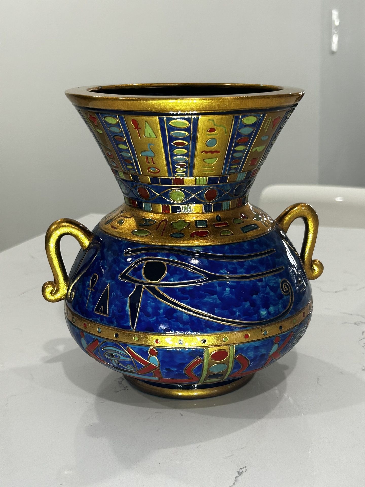 Veronese Vase 2002 Summit Collection Egyptian Design Gold 8.5" Vintage