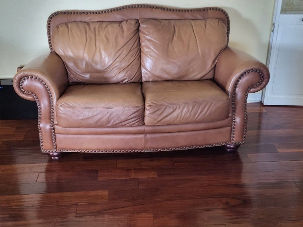 Genuine (Tan)Leather Sofa.