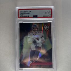 PSA 8 - 2022 Panini Limited - Tom Brady #95 Ruby Spotlight /49