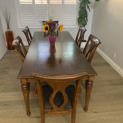 Solid Wood Dining Table With 6 Chairs