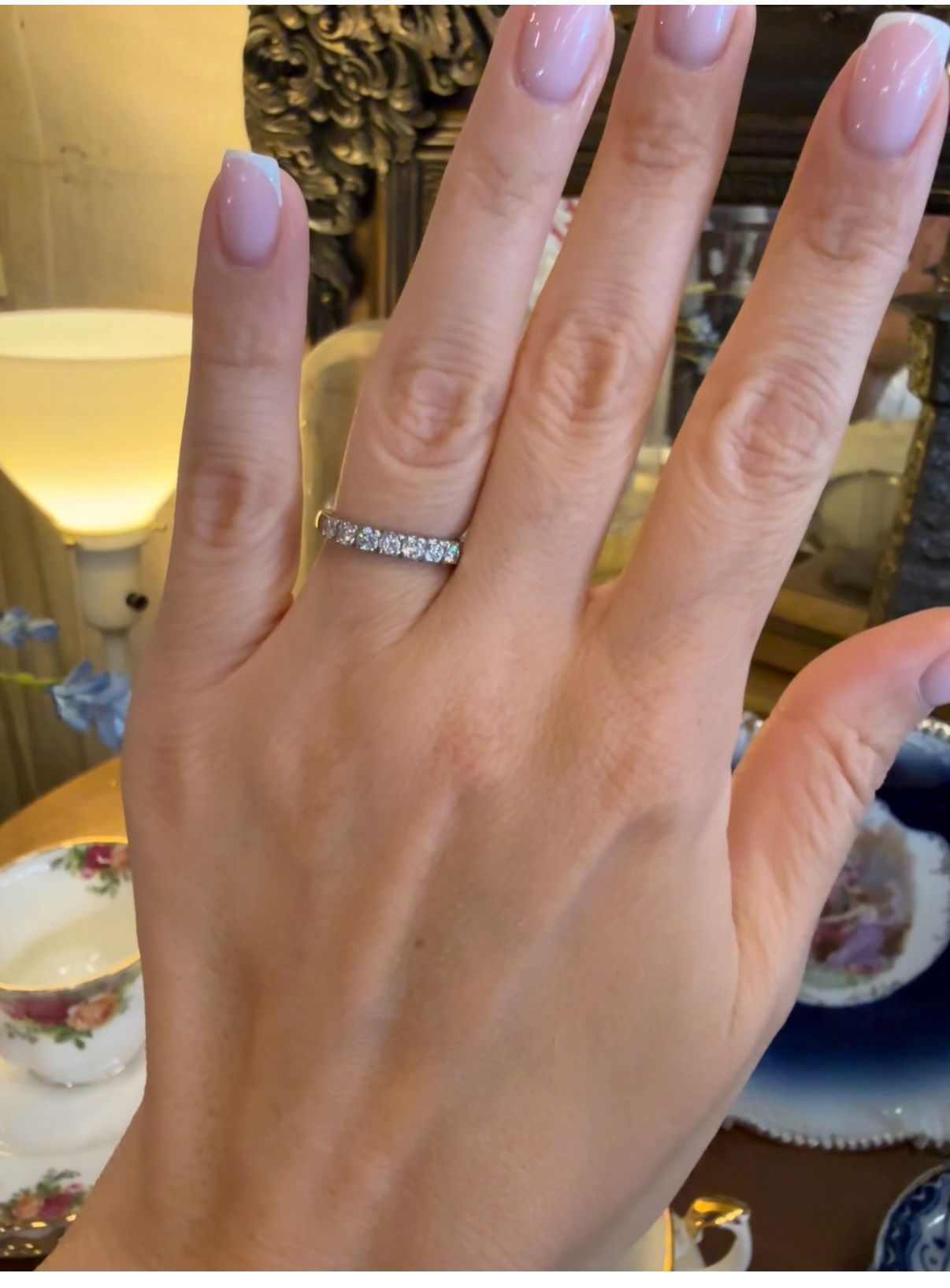 Platinum Ring Band With Natural Diamonds