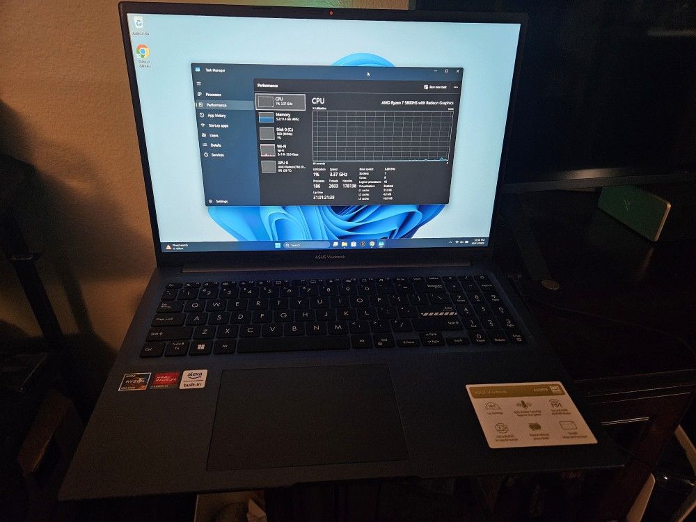 Asus Vivobook M1603Q | Ryzen 7 5800HS | 12GB RAM | 512GB NVMe SSD