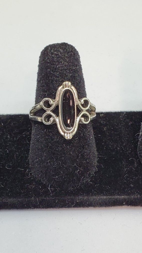 Silver Ring Black Center Stone