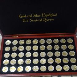 Gold And Silver Highlighted U.S.  Statehood Quarters 