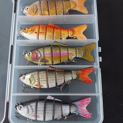 Brand New Multi Jointed Lifelike Swimbait Fishing Lures 5pack Lot 
