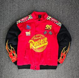 Disney Pixar Men's Car Lightning McQueen Red Racing Jacket Size Medium