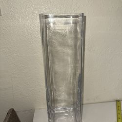 Tall Heavy Clear Glass Vase