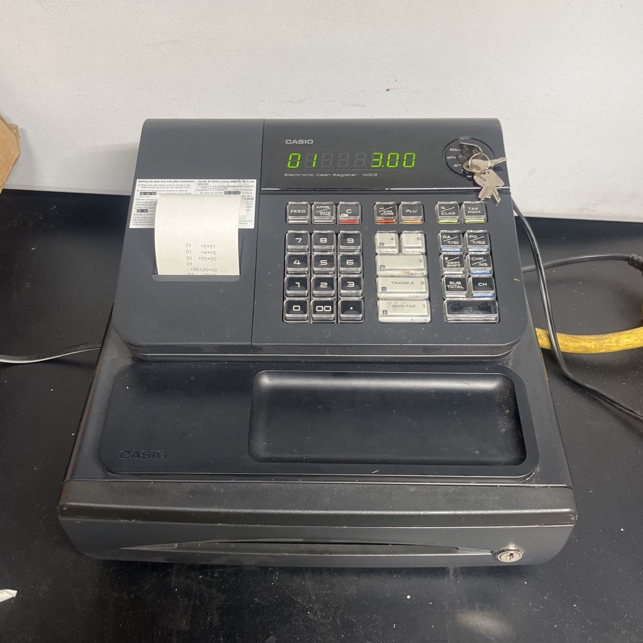 Casio electronic cash register 140cr top