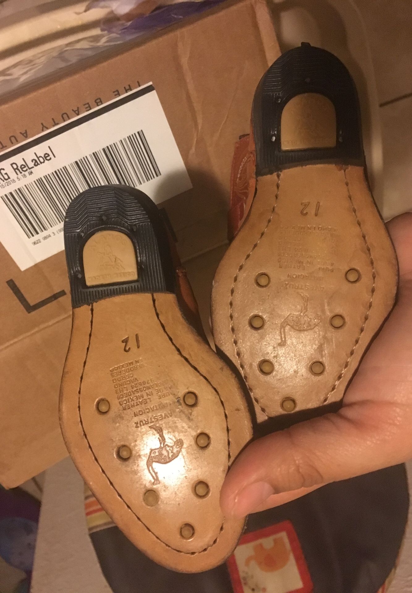 Alamos baby ostrich leather boots size 3-4
