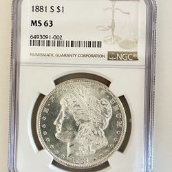 Morgan Dollar 1881-S NGC MS 63