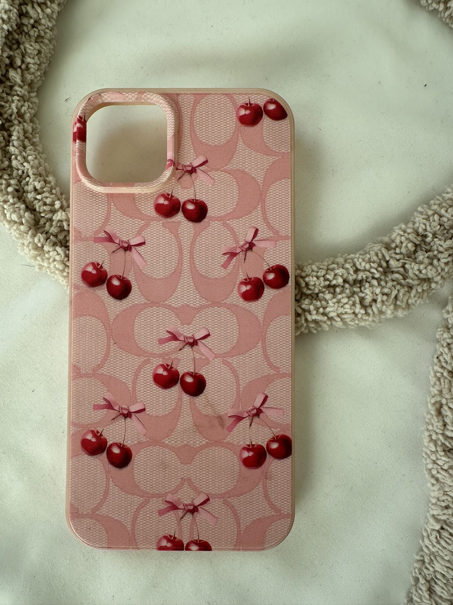 Cherry & Bowknot Pattern iPhone 14 Plus *pink