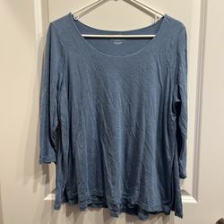 Pure Jill Women’s Supersoft 3/4-Sleeve Elliptical Tee Top M Scoop Blue