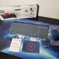 New TopMate Wireless Keyboard and Mouse Ultra Slim Combo, 2.4G Silent Compact USB Mouse and Scissor Switch Keyboard Set W/ Cover, 2 AA and 2 AAA Batte