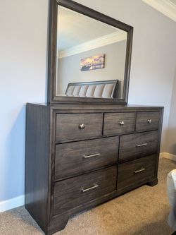 Dark Brown 7 Drawer  Dresser with Mirror