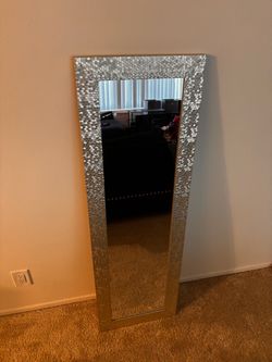 Full Length Floor Mirror Silver Mosaic Frame