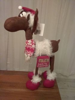 Christmas Moose advent calendar decor, 21 inch tall. Count down days until Christmas.