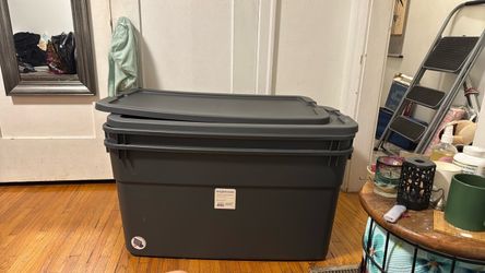 Brightroom Large Dark Gray Storage Tote with Lid