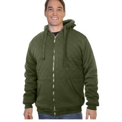 Espada Menswear Full-zip Quilted Plush Sherpa Lined Hoodie Jacket 