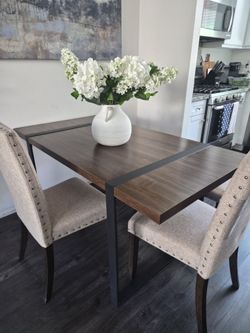 Modern Farmhouse Dining Set – Table, Bench & 2 Upholstered Chairs
