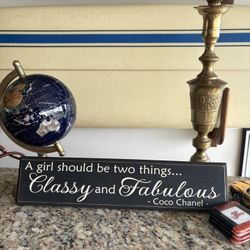 DECORATIVE WOOD “ COCO CHANEL “  PAQUE - 24”w x  6”  - REDUCED PRICE FOR FAST SALE 🙌👍 XLNT . CONDITION. !!!