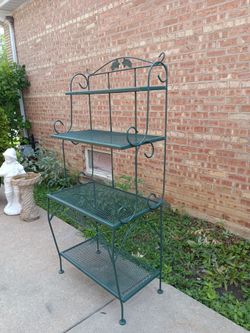 Vintage Heavy Duty Wrought Iron 4 Tier Rack Shelf Organizer