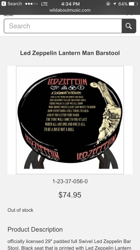 Led zeppelin bar stool