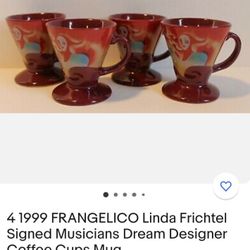 1999 FRANGELICO Linda Frichtel Signed Musicians Dream Designer Coffee Cup Mug

