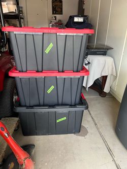 $7.00 Black storage box 3 left and 6 Clear Storage boxes $5 each