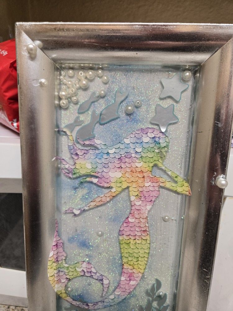 Mermaid Tray. Handmade. Silver Tray With Mermaid And Pearls.