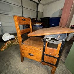 Antique Wooden School Desk