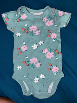 Child of Mine by Carter's Sage Green Floral Bodysuit Onesie – Newborn (0M)