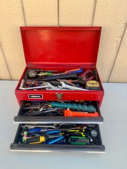 Homak Small Red Tool Box W 2 Sliding Open Drawers More Than 100 PCs Of Tools Included MAKE OFFER PLZ