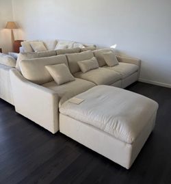 Cloud Slim Modular Sofa Chaise - 4-Seat Modern Sectional wI Reversible Ottoman - NEW + Free Delivery