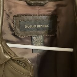 Banana Republic Leather Green Jacket Vintage Size large