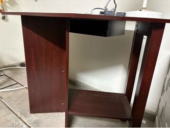 Compact Computer Desk – Dark Wood Finish – Great for Small Spaces