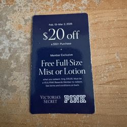 $20 off 50 and free mist or lotion members only