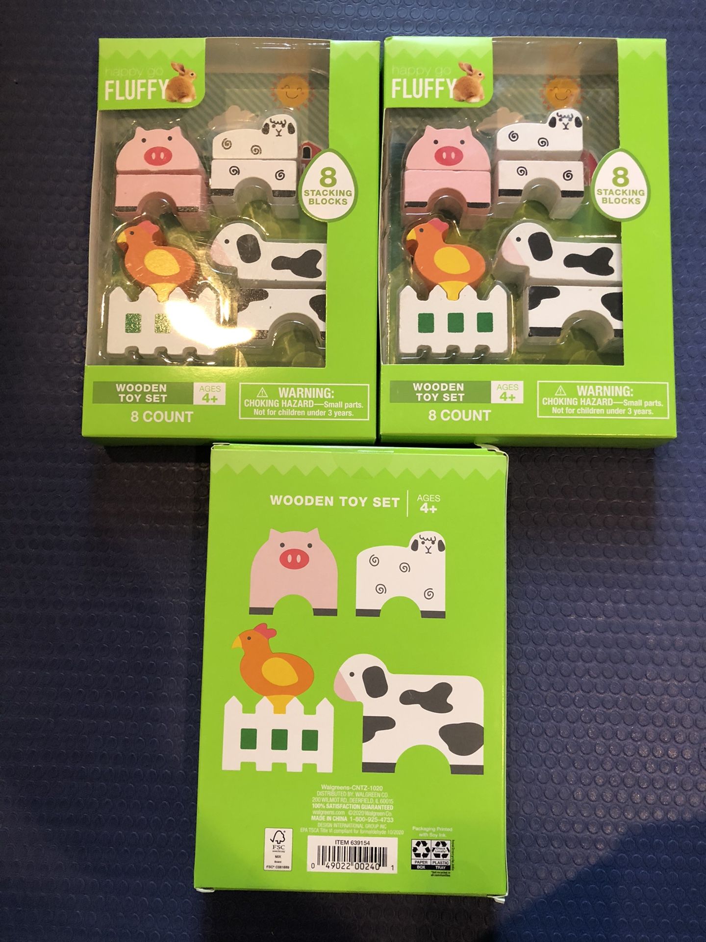 3- 8 Piece Wooden block toy set