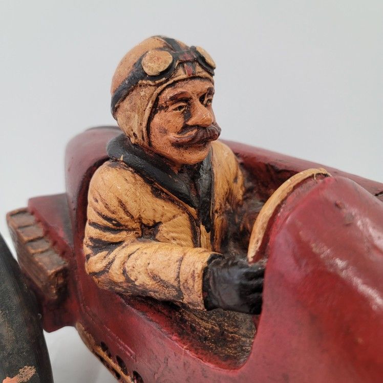 Vintage Bugatti Racing Sport Car 1920's Resin With Driver 20" Length