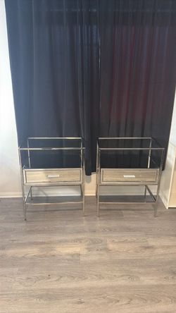 Mirrored night stand side stables with drawer