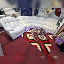ice color Leather Sectional Recliner  Sofa set